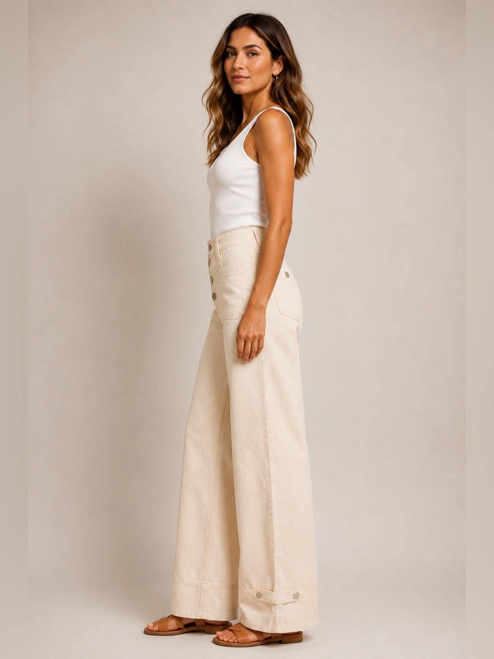 Farm Rio Buttoned Flare Pants - Picture 4 of 12